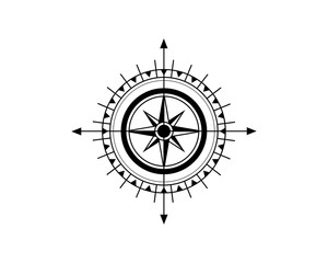 Find the Way Circle Line Art Classic Compass Arrow Illustration Logo Vector