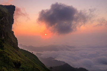 Landscape of Phu- chee-fah, High mountain border  of  Thailand and Laos. Chiang-Rai province, Thailand.