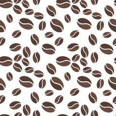 Brown coffee beens vector seamless pattern