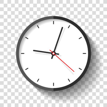 Clock icon in flat style, timer on transparent background. Business watch. Vector design element for you project