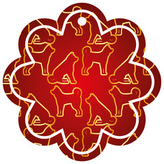 label flower chinese pattern dog zodiac calendar vector illustration