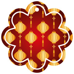 label flower chinese pattern lantern decoration vector illustration