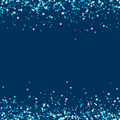 Amazing falling snow. Borders with amazing falling snow on deep blue background. Enchanting Vector illustration.