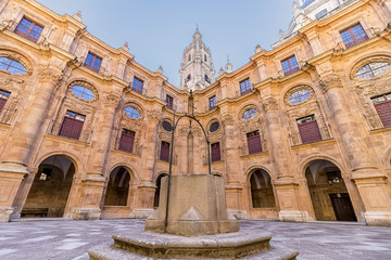 Fototapeta premium Water well in facade of Salamanca University, the oldest university in Spain and one of the oldest in Europe, Community of Castile and Leon, Spain.