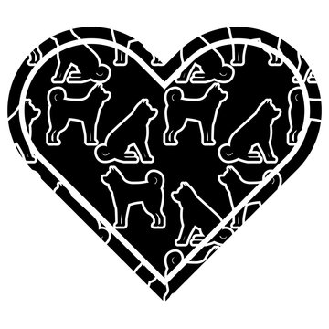 heart love dog zodiac calendar pattern vector illustration black and white