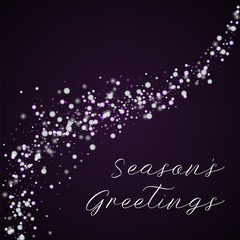 Naklejka na ściany i meble Season's Greetings greeting card. Beautiful falling snow background. Beautiful falling snow on deep purple background.lovely vector illustration.