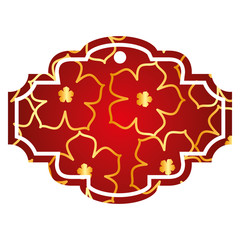 label flower sakura culture traditional pattern vector illustration red and golden image
