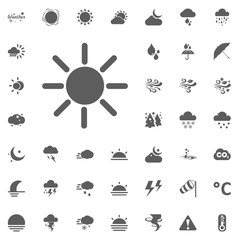 Sun shine icon. Weather vector icons set.