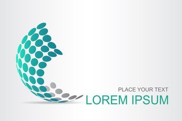 Logo stylized spherical surface with abstract shapes