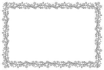 桜のフレーム　白黒