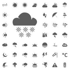 Obraz premium Cloud and snow flakes icon. Weather vector icons set