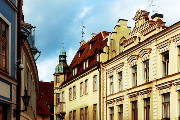 Obraz premium antique building view in Old Town Tallinn, Estonia