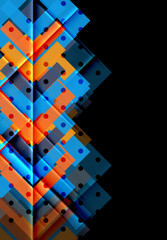 Colorful triangles and arrows on dark background