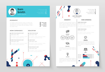 Personal CV- set of modern vector template illustrations