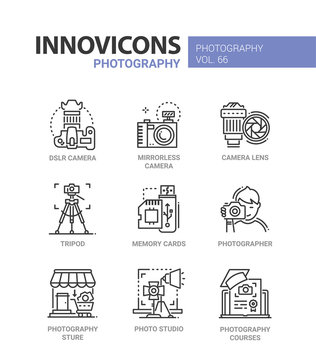 Photography - line design icons set