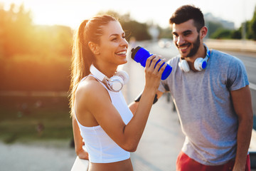Couple staying hydrated