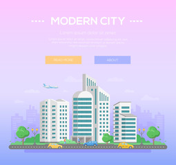 Modern city - colorful vector illustration