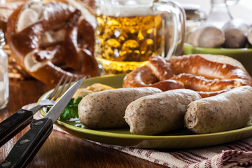 Bavarian breakfast with white sausage