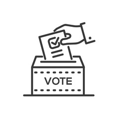 Ballot box - line design single isolated icon