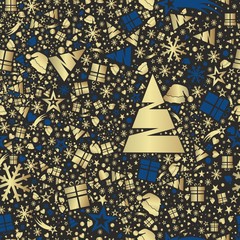 Bezszwowy wzór na Boże Narodzenie złoto niebieski - 185260933