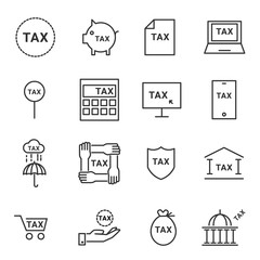 tax icons line silhouette vector