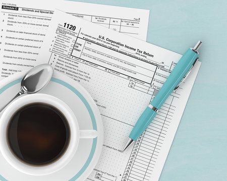3d rendering of 1120 corporation income tax return form