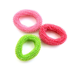 Hair elastic bands isolated on the white background