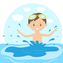 Children swim in the swimming pool