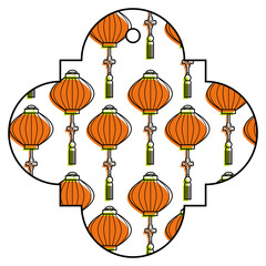 tag japanese lantern decoration pattern vector illustration