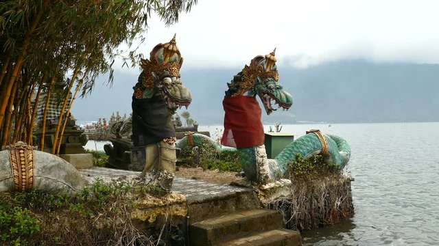 Dragon statues at Ulun Danu Beratan Temple, Bali