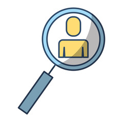 magnifier with business man pictogram icon vector illustration