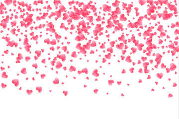 Fototapeta na wymiar Heart confetti of Valentines petals falling on transparent background.