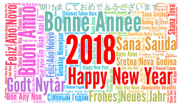 Happy New Year 2018 in different languages