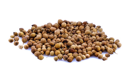 coriander seeds on white