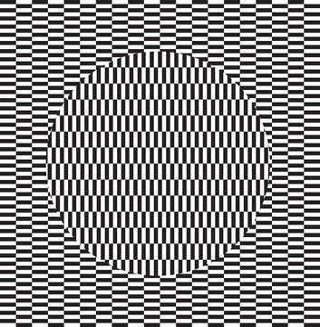 Optical illusion effect. Geometric tile in menfis pop art style. Vector illusive background, texture. Futuristic element, technologic design