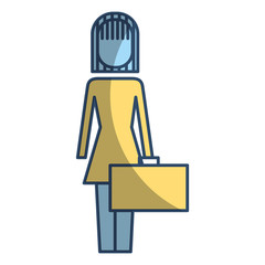businesswoman holding briefcase standing character vector illustration pictogram style