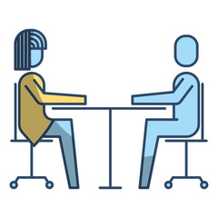 woman and man business sitting communication team vector illustration