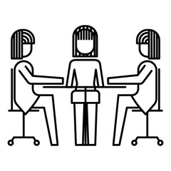 teamwork meeting office people together vector illustration thin line design