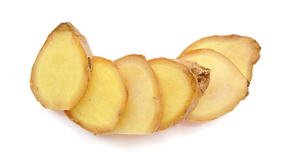 Fresh ginger on a white background