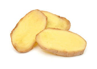 Fresh ginger on a white background