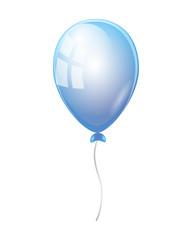 Realistic blue balloon vector illustration isolated on white background.
