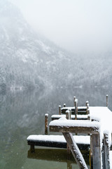 Winter landscape at a lake in Austria