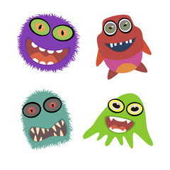Friendly cartoon monsters. Vector illustration.