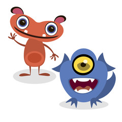 Friendly cartoon monsters. Vector illustration.