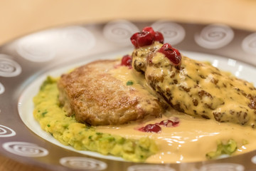 Meat patties or frikadeller in sauce