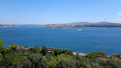 Fototapeta na wymiar Panoramic view from Topkapi palace on Bosporus