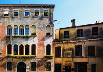 Traditional street view of old buildings in Venice, ITALY