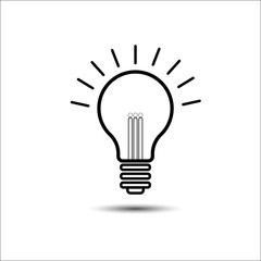 Vector of  light bulbs with glowing one. Idea and creativity concept with light bulbs.