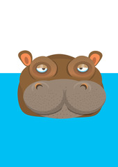 cartoon hippo in water
