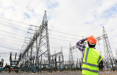 Male engineer is checking at power plant.